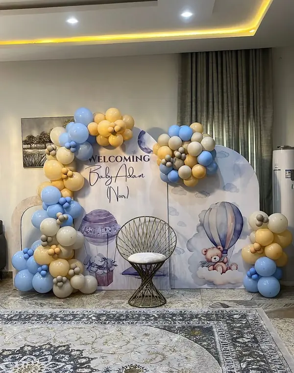 Hot air balloon theme naming ceremony decoration in Jaipur by Shava Moments